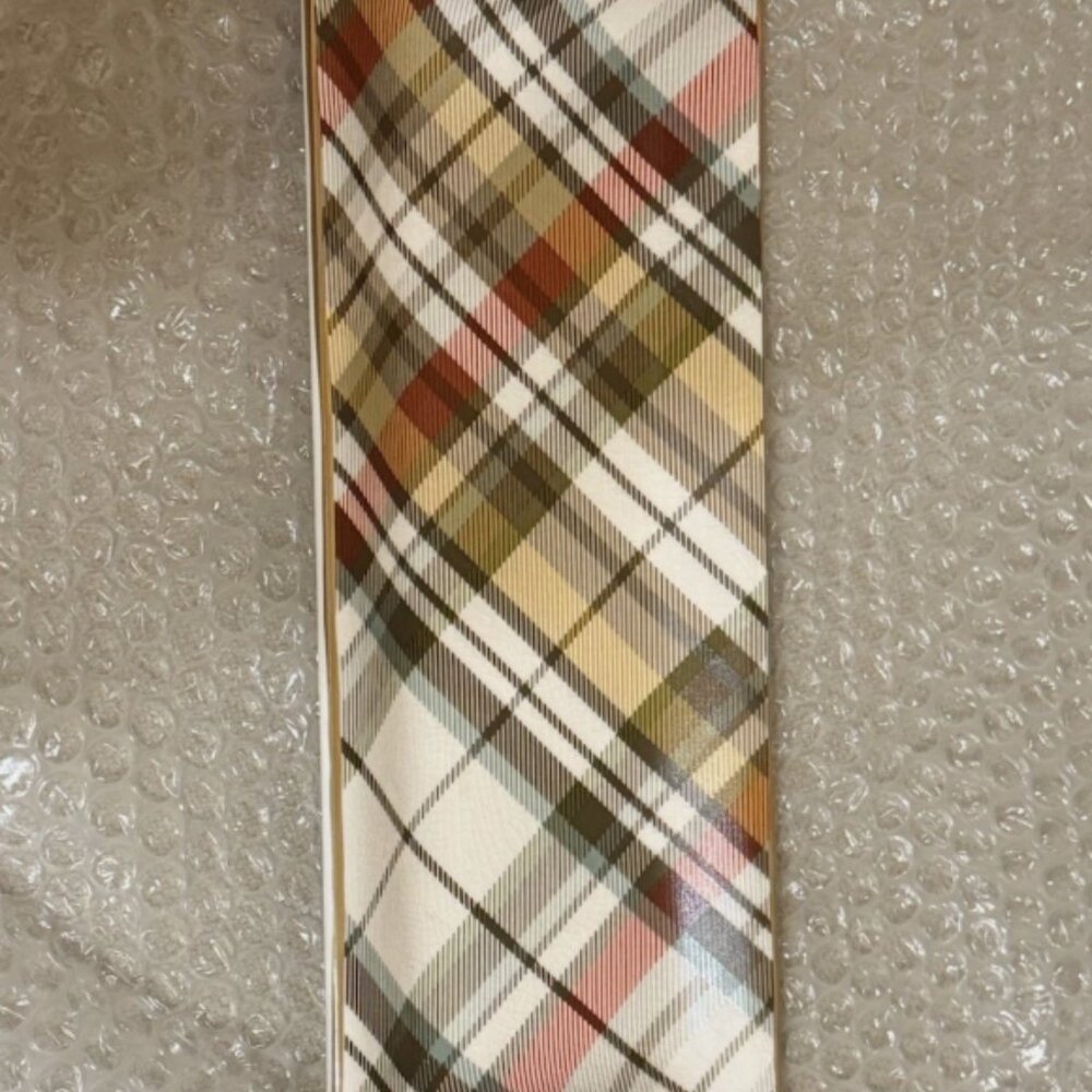 NEW 11" Pottery Barn Autumn Plaid Glass Rectangular Catchall Tray NWT | Gold Rim